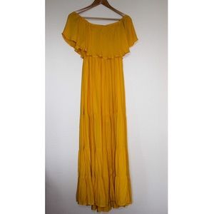 Yellow Off the Shoulder Maxi Dress